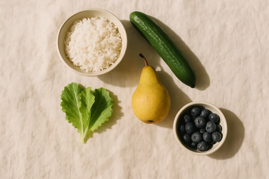 Arroz, pepino, pera e alface: alimentos baixos em enxofre