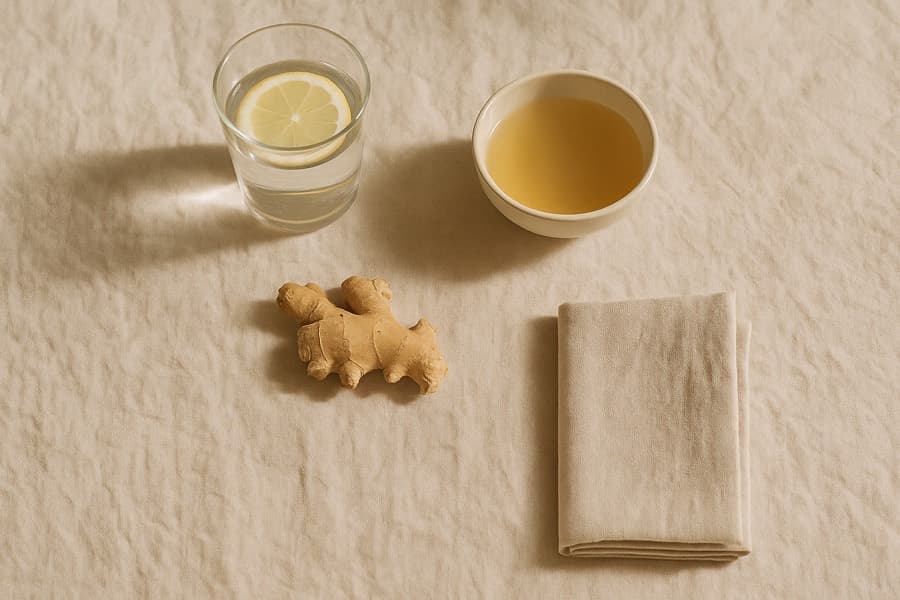 Água com limão, caldo claro e gengibre: um reset simples